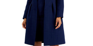 Le Suit Women's Long Jewel Neck Jacket And Sheath Dress Suit Blue Size 4