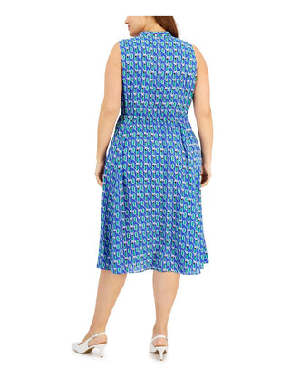 Anne Klein Women's Jenna Drawstring Waist Midi Dress Blue Size 2X
