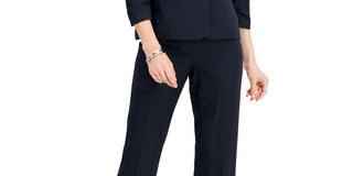 Le Suit Women's Ruched Sleeve One Button Pantsuit Blue Size 8
