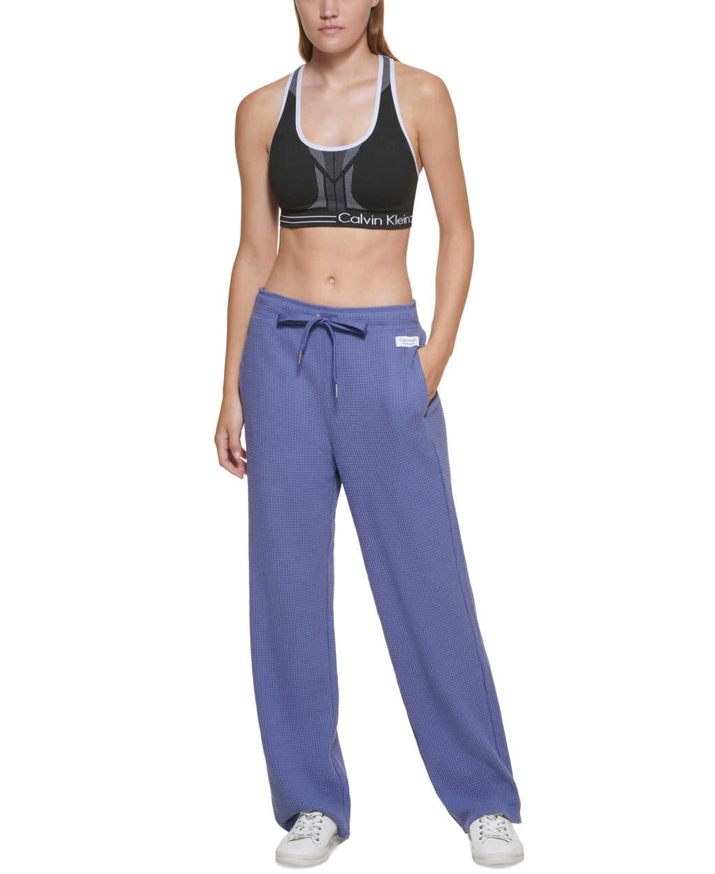 Calvin Klein Women's High Waisted Relaxed Leg Pants Blue Size Large – Steals