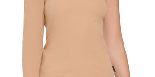 Calvin Klein Women's One Shoulder Turtleneck Top Brown Size Large