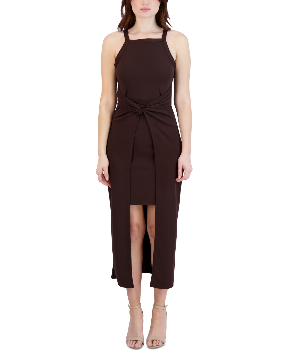 bcbgeneration midi dress BCBGeneration Midi Dress Spaghetti Strap Draped Pockets Multi Striped Size XS