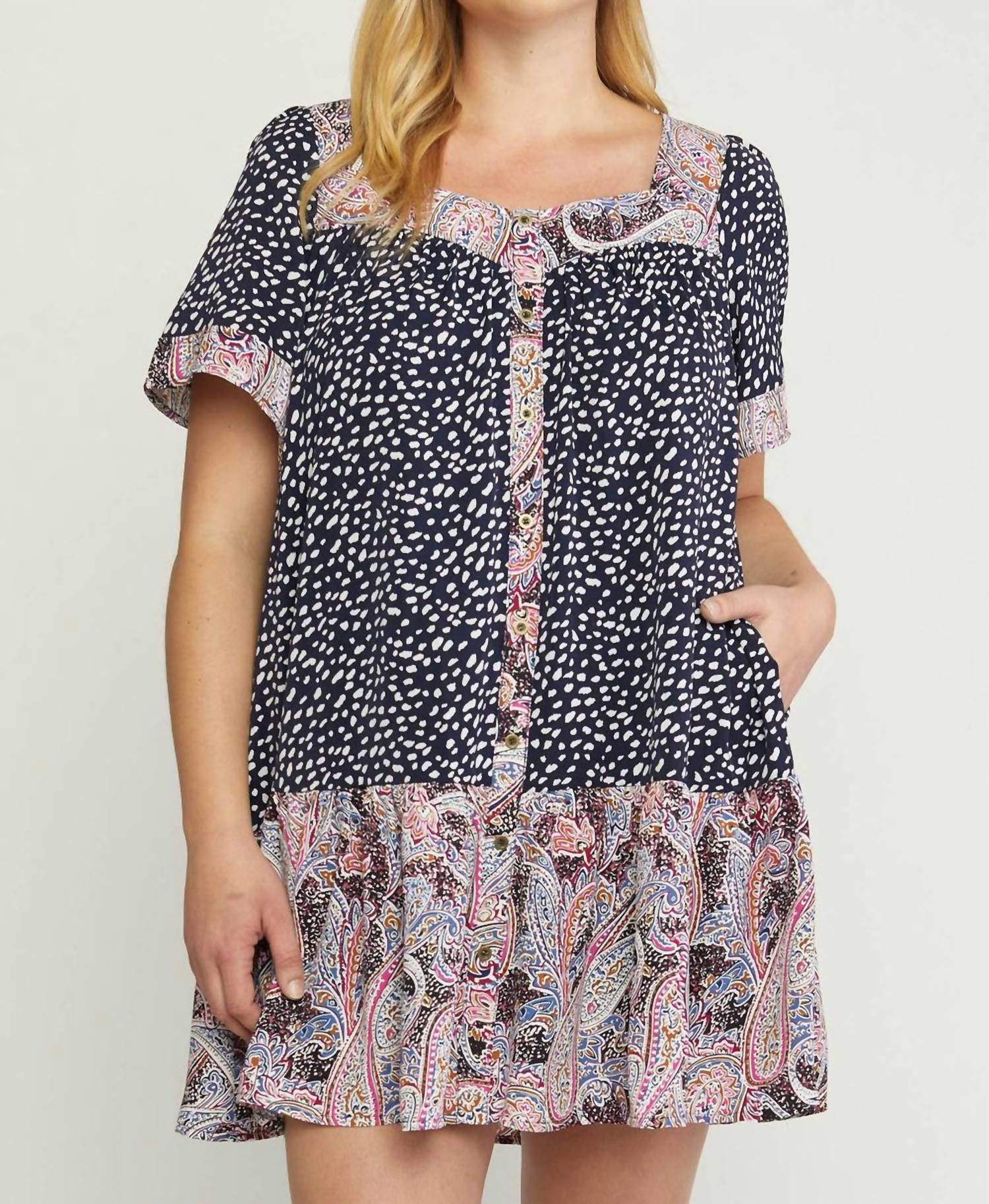entro casual dresses Entro Wine Drop Waist Dress with Half Sleeves & Patterned Design Simply Dixie Boutique Medium