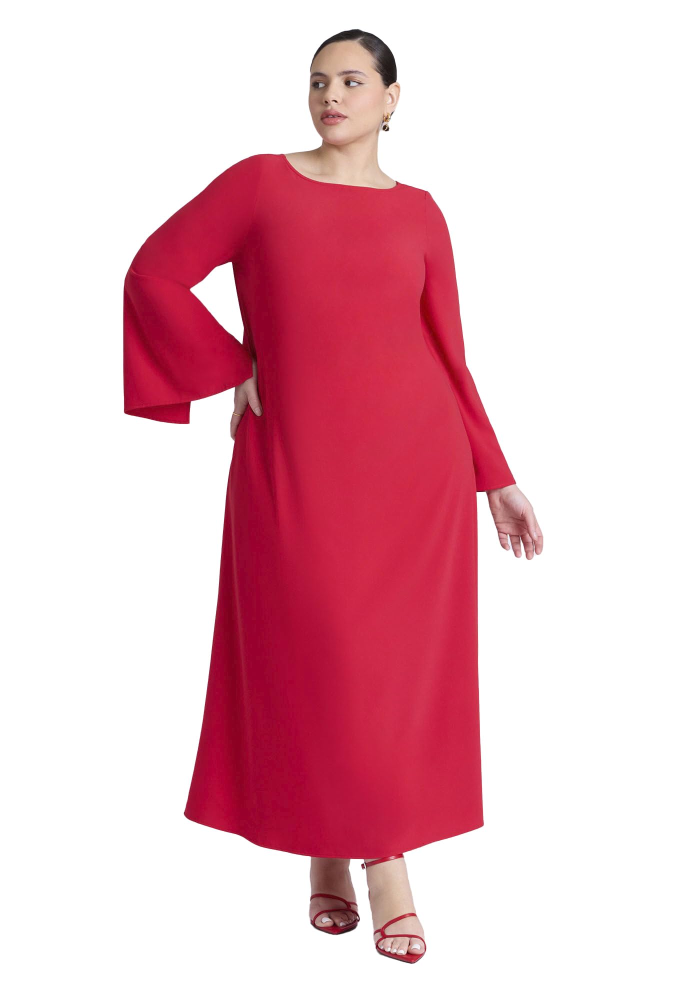 ELOQUII Women's Plus Size Back Drape Maxi Dress