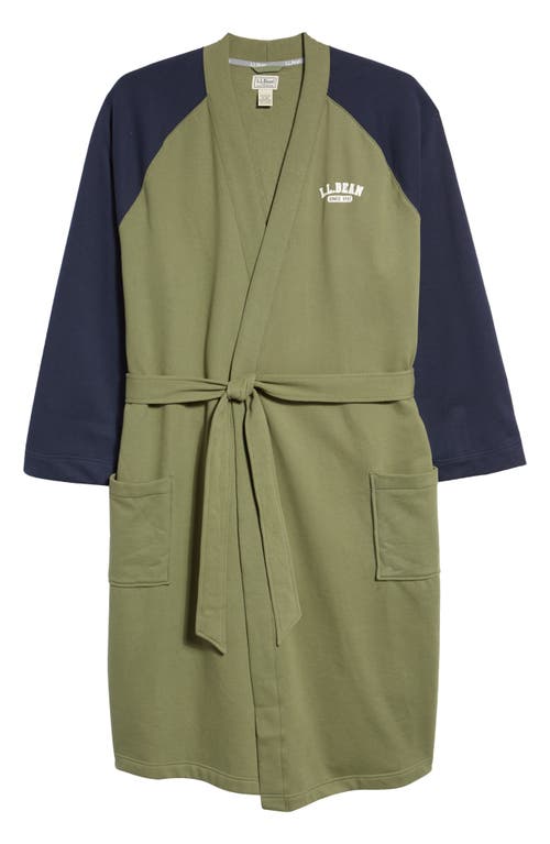 L.L.Bean 1912 Lightweight Fleece Robe in Classic Navy/Deep Olive, Size Large