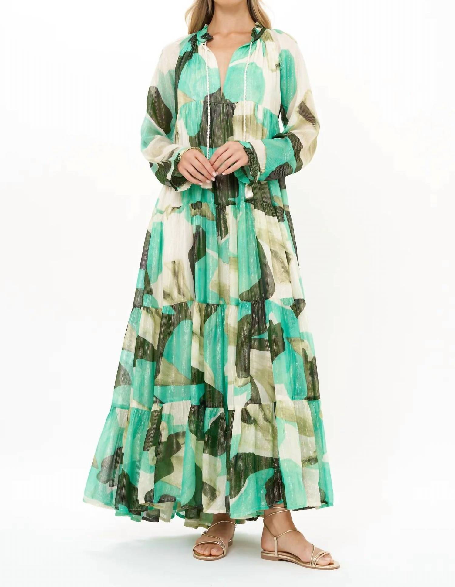 oliphant long sleeve dress Oliphant Belted Long Puff Sleeve Dress