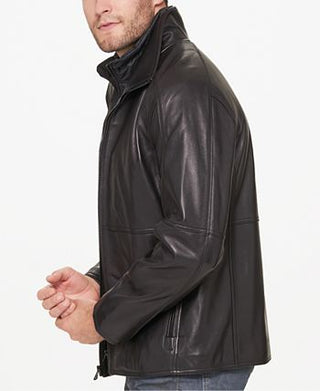 Marc New York Men's Hartz Smooth Lamb Stand Collar Jacket Black Size Large