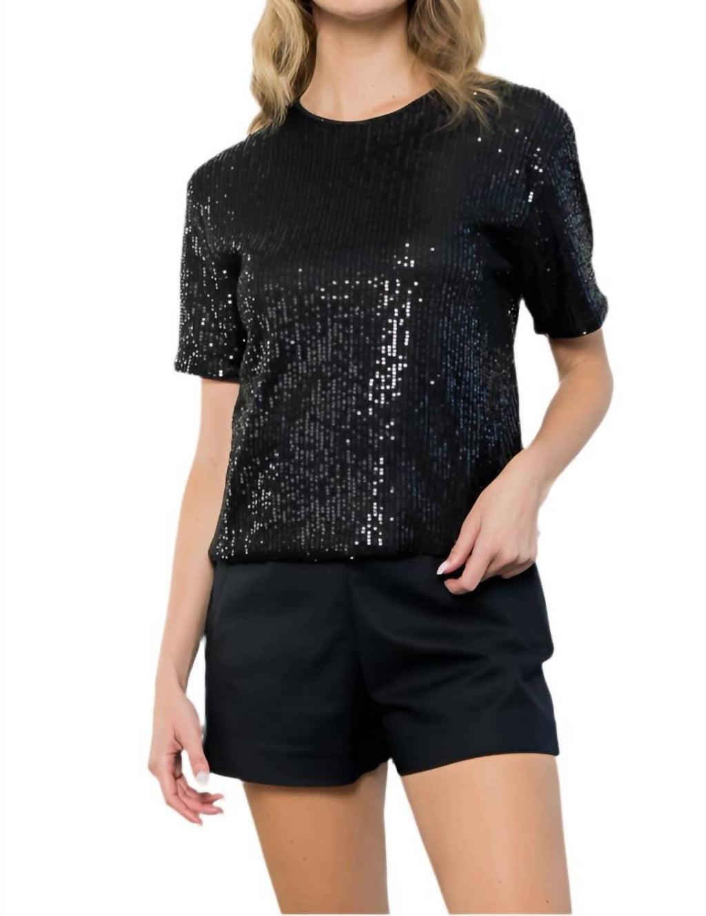 Short Sleeve Sequin Sweater main image 0