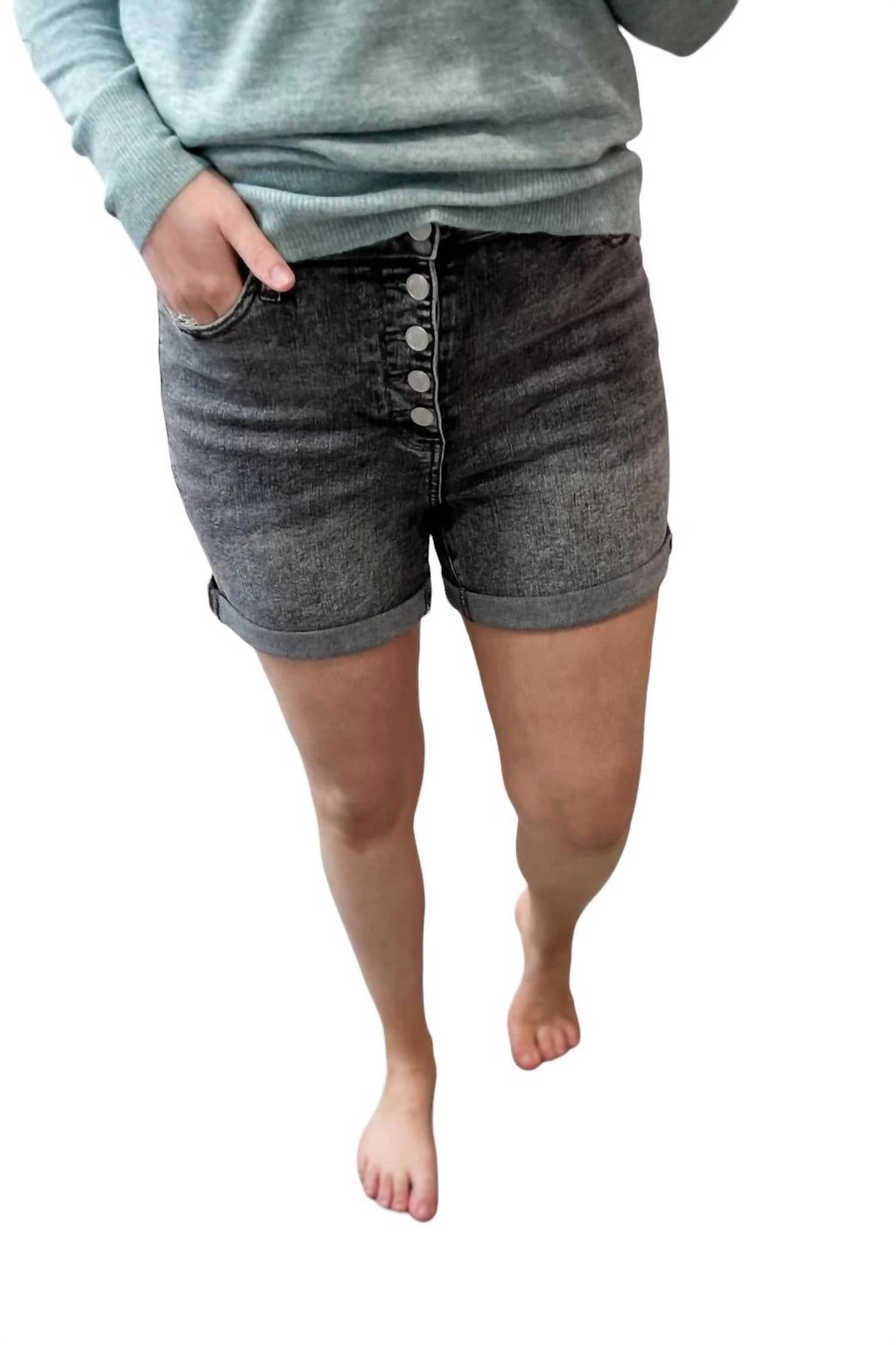 Judy Blue Mid Rise Button Fly Shorts (S - 3X)