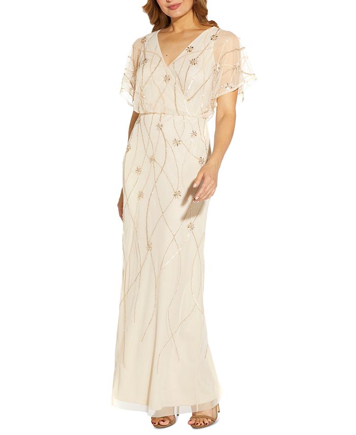 adrianna papell beaded illusion dress Adrianna Papell