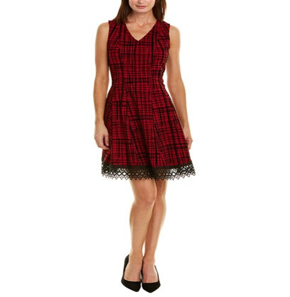 Donna Ricco Women’s V Neck Dress Red Size 4 – Steals