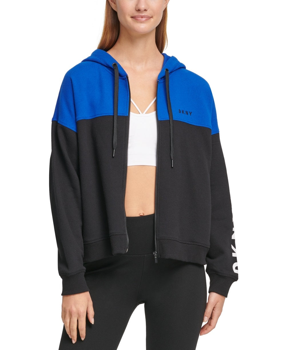 DKNY Women's Sport Plus Logo Drawstring French Terry Hoodie Black Size 3X