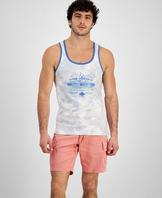 Sun + Stone Men's Surf Shop Regular Fit Graphic Tank Blue Size Large