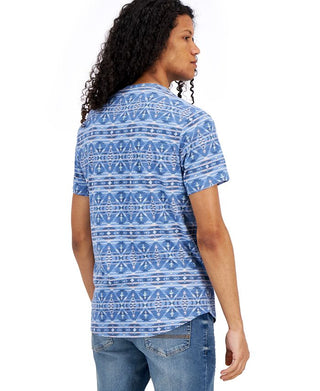 Sun + Stone Men's Regular Fit Geo Print T Shirt Blue  Size Medium