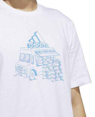 adidas Men's Short Sleeve Crewneck Food Truck Graphic T-Shirt White Size X-Large