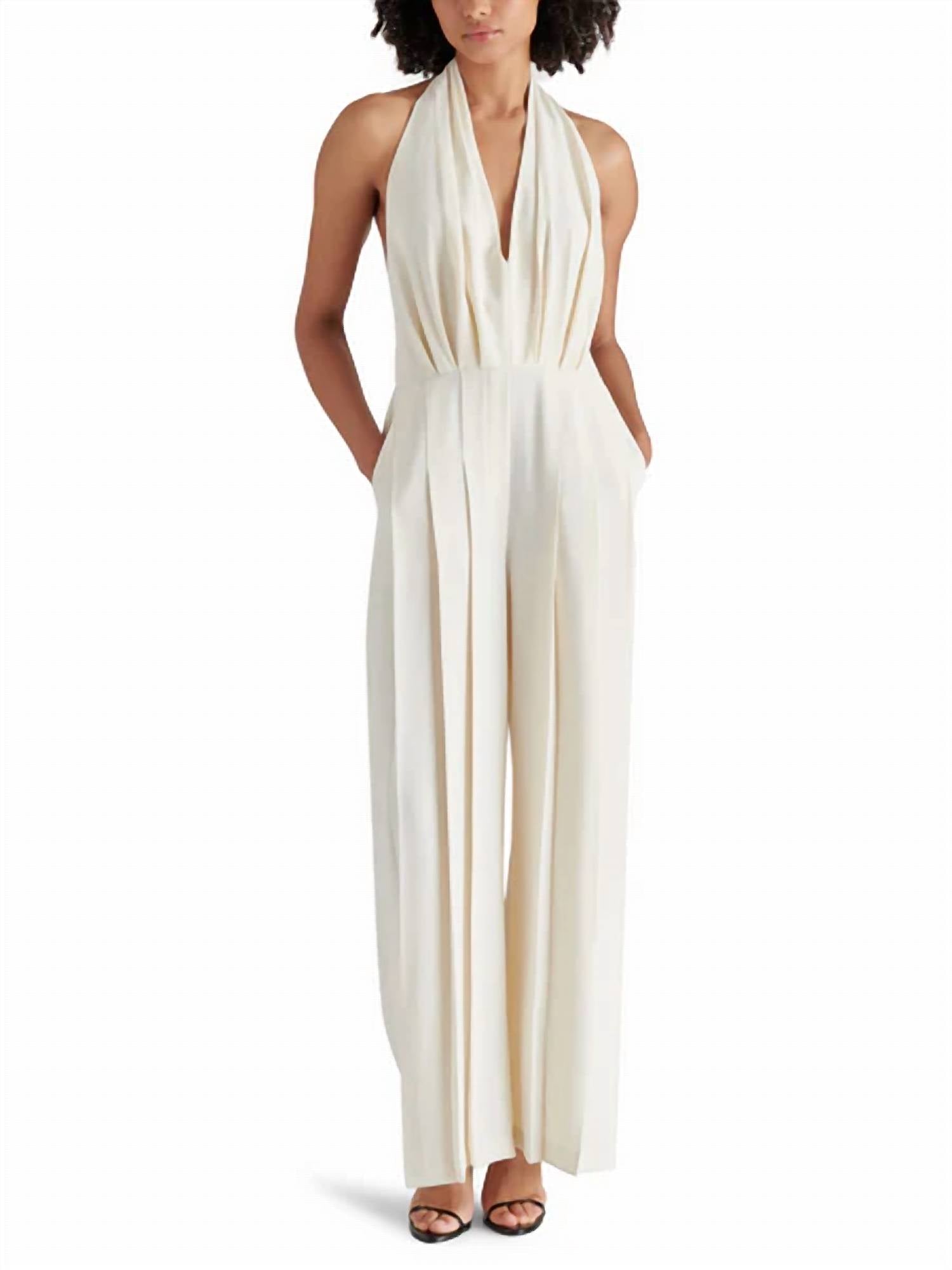 Steve Madden Duo Strapless Denim Cargo Jumpsuit in Blue