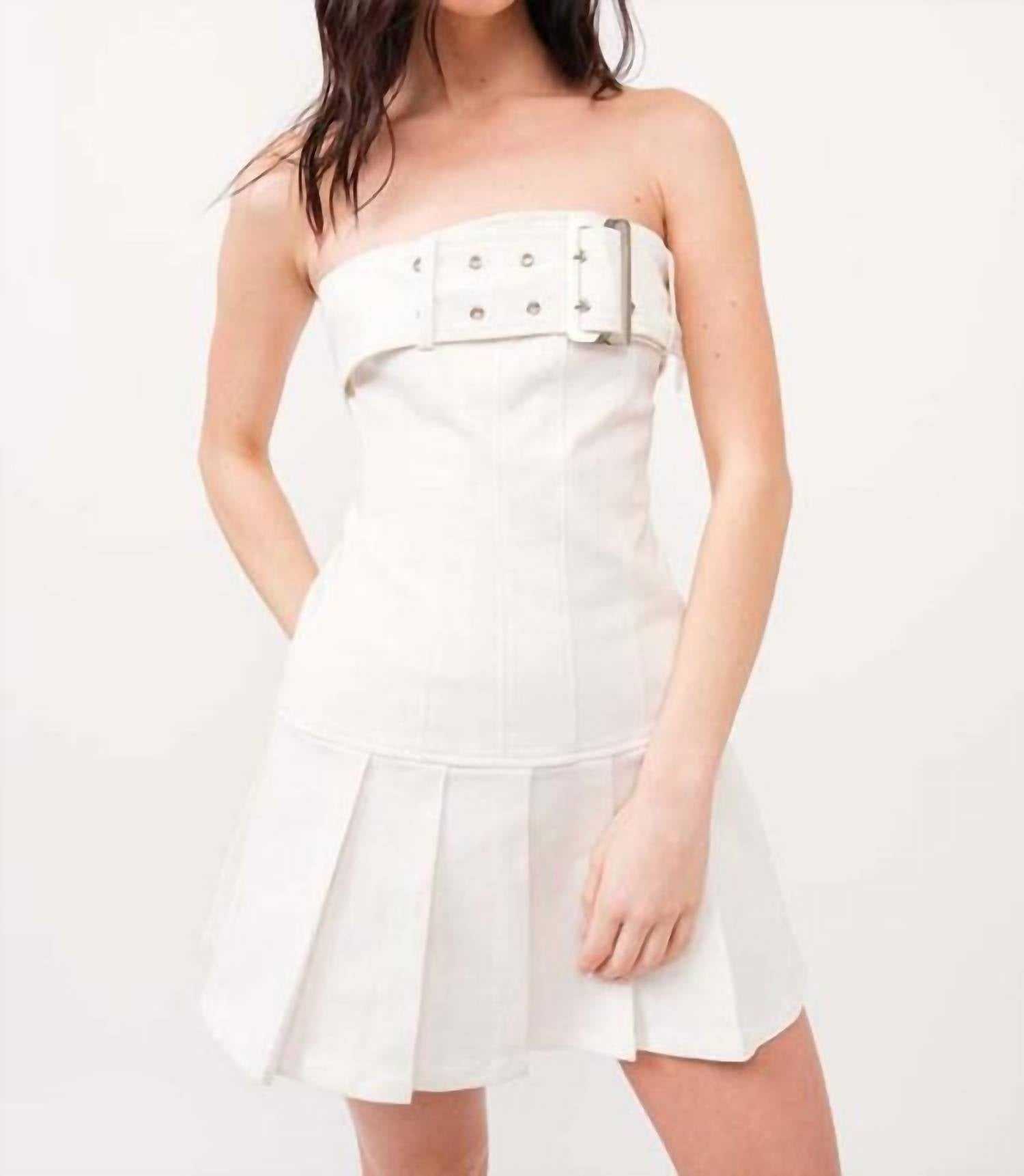 pleated tube mini dress Button Detail Pleated Tube Mini Dress Medium