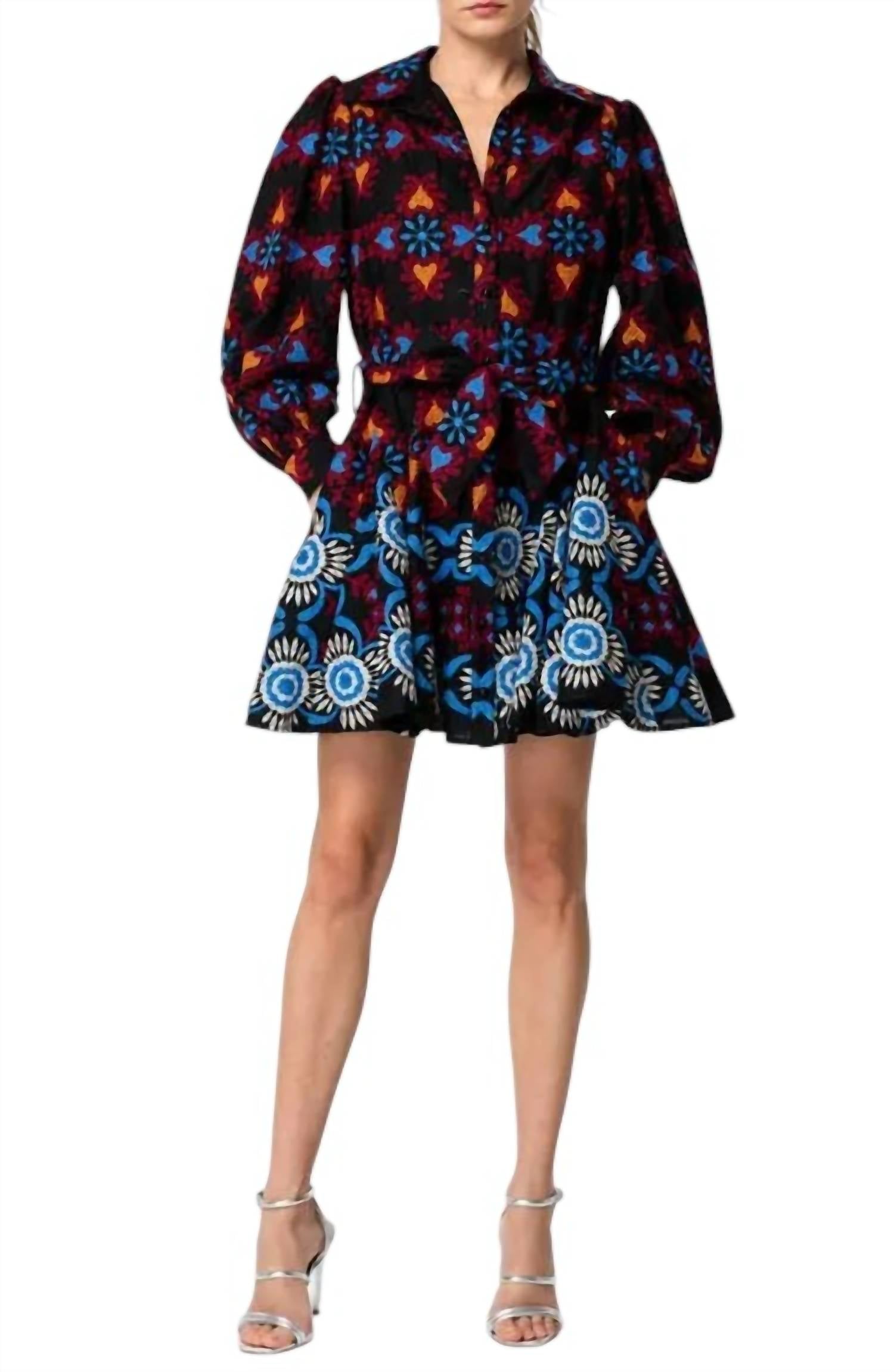 ciebon embroidered dress Nordstrom CIEBON Serbita Medallion Embroidery Long Sleeve Cotton & Linen Midi Dress at Nordstrom,