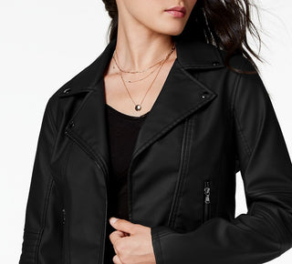 Celebrity Pink Juniors' Faux-Leather Moto Jacket Black Size Extra Large