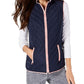 Charter Club Women's Contrast-Trim Zip-Front Vest Blue Size Extra Large