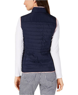 Charter Club Women's Contrast-Trim Zip-Front Vest Blue Size Extra Large