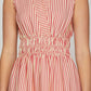 She + Sky - Striped Split Neck Sleeveless Midi Dress
