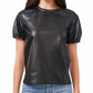 1.State - Ruffle Trim Faux Leather Shirt