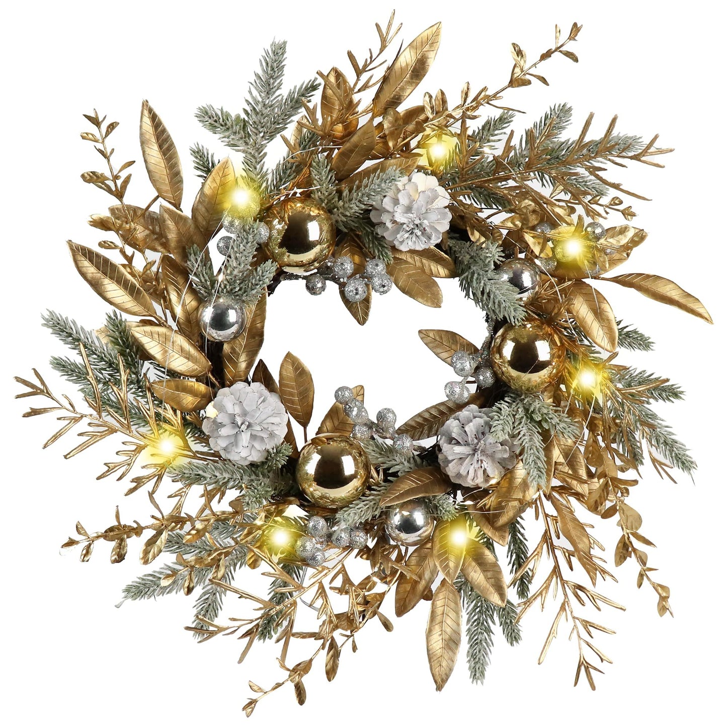 Christmas 20-Inch Pre-Lit Christmas Wreath – Festive Holiday Décor
