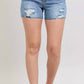 Judy Blue - High Waist Denim Shorts With Stitch Over Destroy Detail