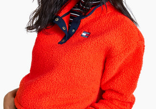 Tommy Jeans Men Blue Fleece Mock-Neck Top Size L