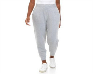 Calvin Klein Women's High Rise Ribbed Pull on Jogging Pants Gray Size Large