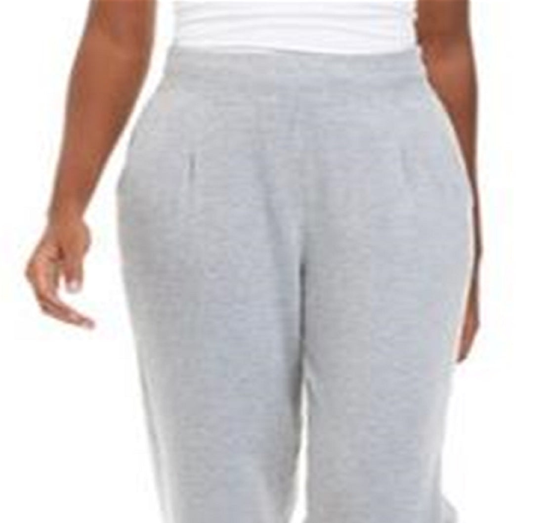 Calvin Klein Women's High Rise Ribbed Pull on Jogging Pants Gray Size Large