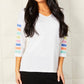 Angel - 3/4 Sleeve Stripe V Neck Top