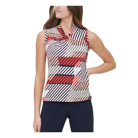 Tommy Hilfiger Womens Printed Knot Neck Shell