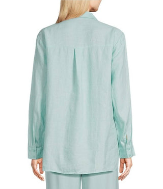 Eileen Fisher - Handkerchief Collar Long Sleeve Button-front Shirt