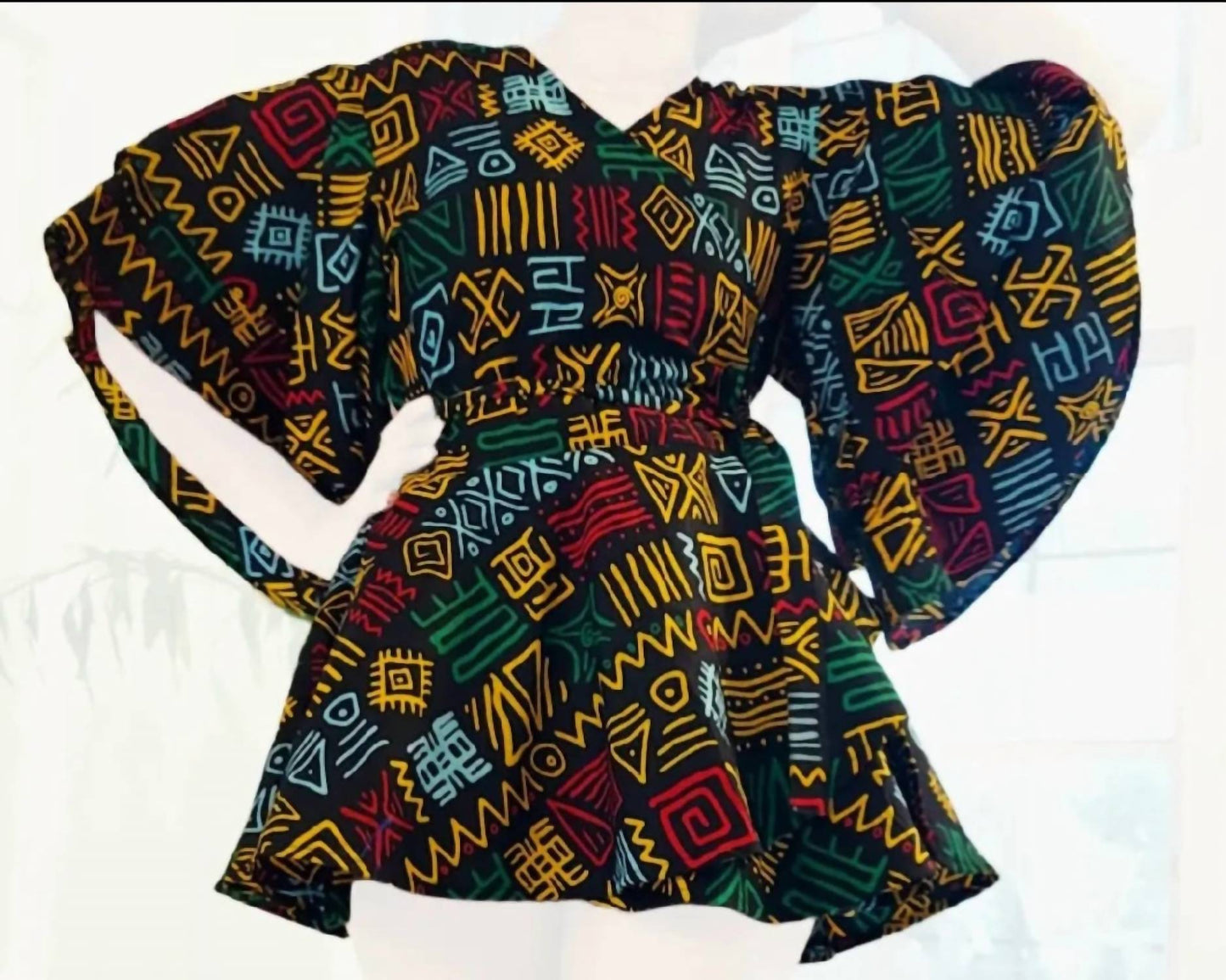 India Batik - Two Piece Rasta Wrap Blouse And Skirt Set