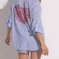 Elan - Resort Button-Down Heart Graphic Top