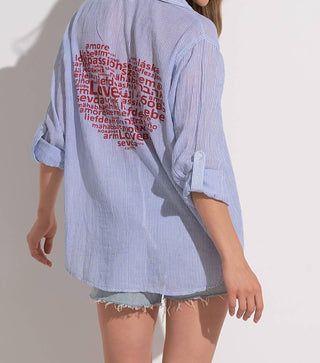 Elan - Resort Button-Down Heart Graphic Top