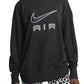 Nike Sportswear Air Fleece Crewneck Sweatshirt in Black/White, Size Small Regular