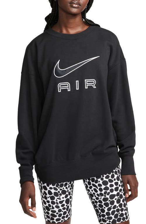Nike Sportswear Air Fleece Crewneck Sweatshirt in Black/White, Size Small Regular