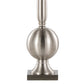 Joan 30" Contemporary Metal Table Lamp Set in Brushed Nickel with Grey Satin Shade - Set of 2
