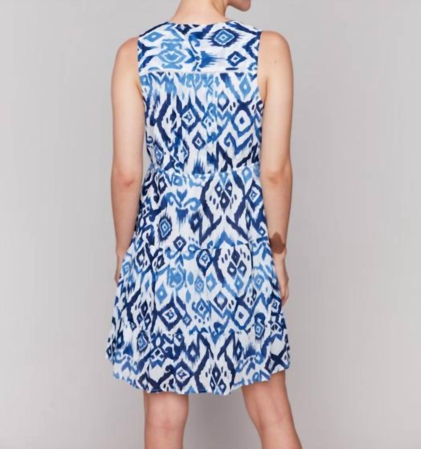 Charlie B - Printed Sleeveless Cotton Ruffle Dress
