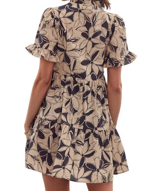 Entro - Heather Floral Print Ruffle Collar Mini Dress