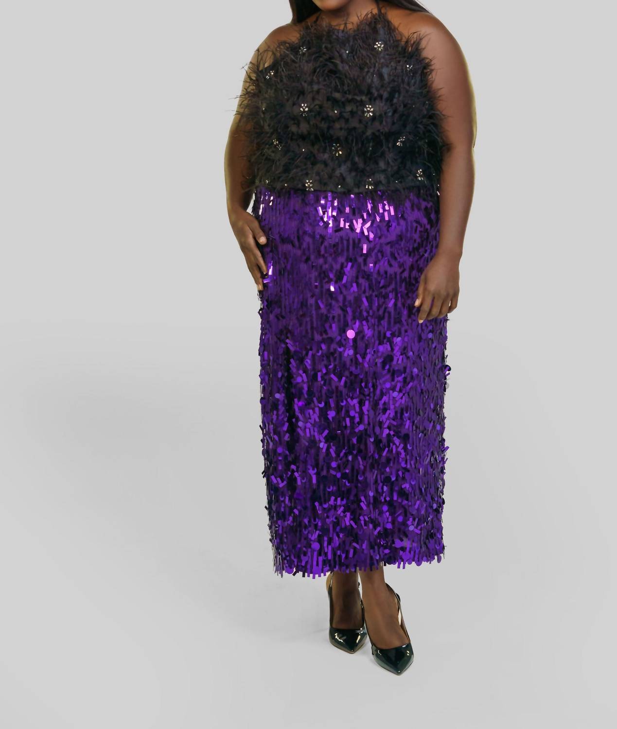 La Fuori - Salena Satin Feather Top - Plus