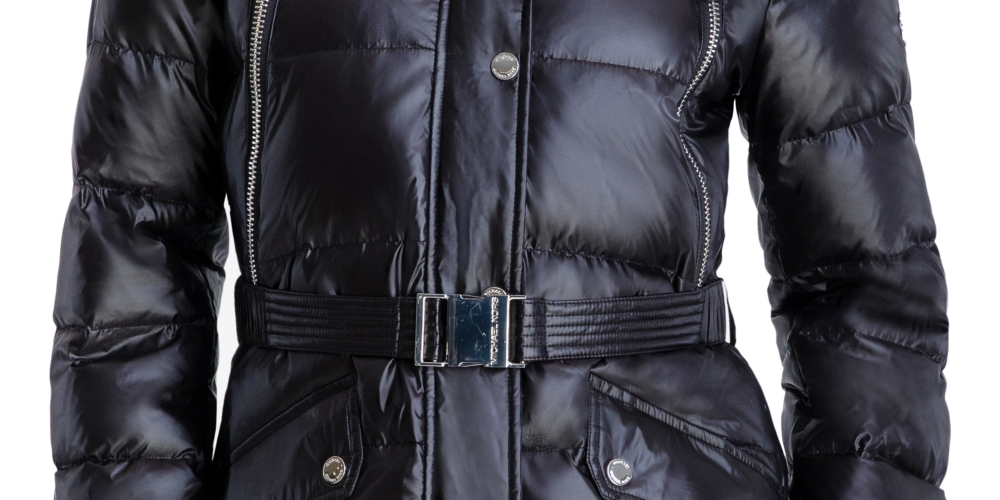 Michael Kors Women's Belted Faux Fur Trim Hooded Down Puffer Coat Black Size Large