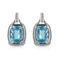 .925 Sterling Silver 14x10MM Cushion Cut Blue Topaz Gemstone and Diamond Accent Dangle Earring (I-J Color, I1-I2 Clarity)