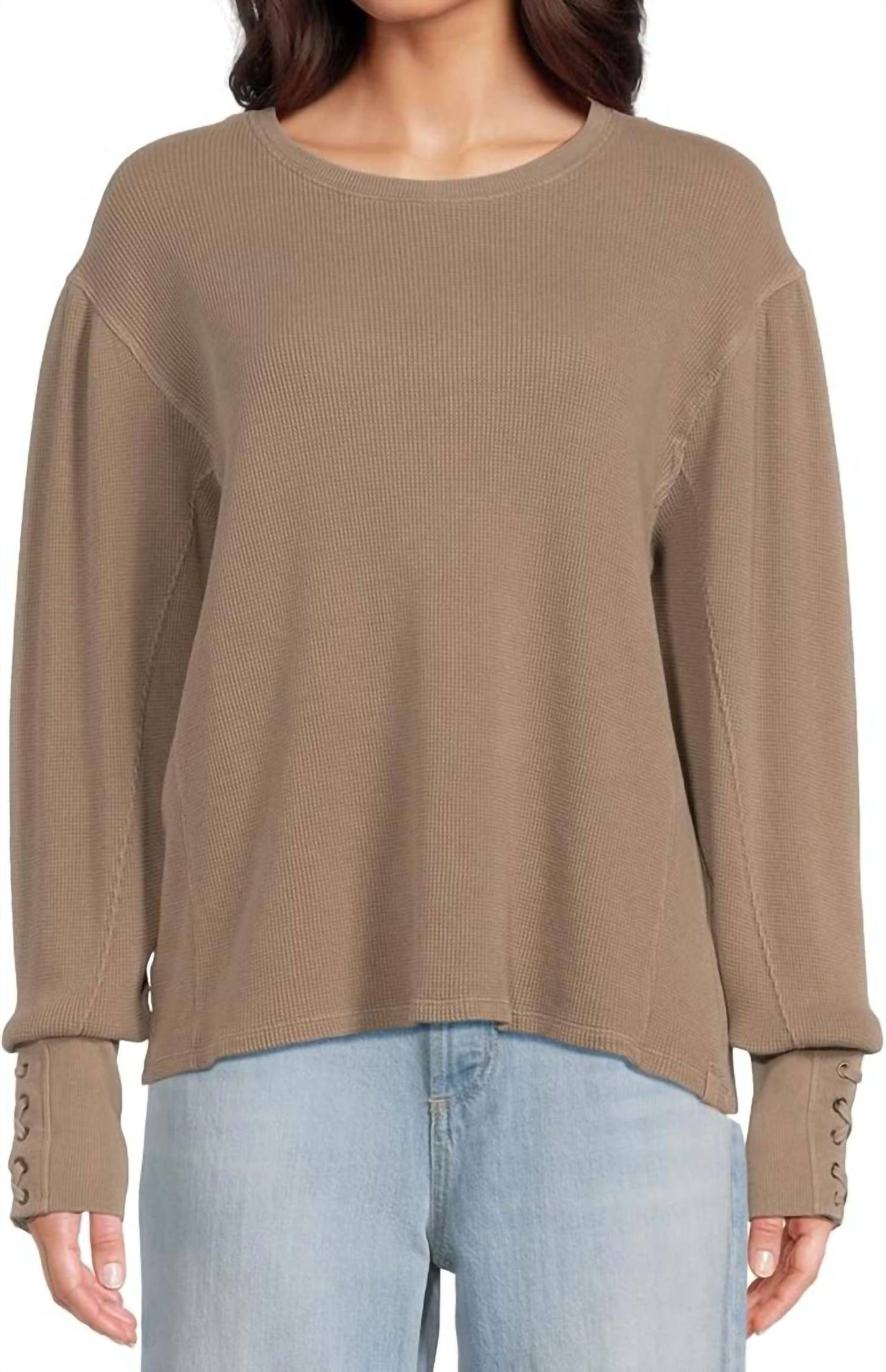 Free People - Relaxed Fit Lapis Cuff Long Sleeve Top