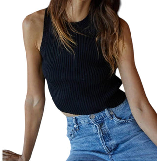 By Together - Knit Sweater Crew Neck Sleeveless Crop Top