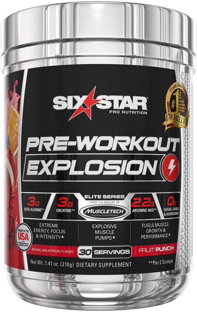 Pre Workout Six Star Powder Drink Mix Sports Nutrition Fruit Punch (30 Servings)