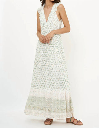 Oliphant - Ruffle V-Neck Maxi- Juniper Olive